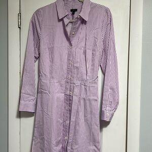 Purple and white stripped dress.